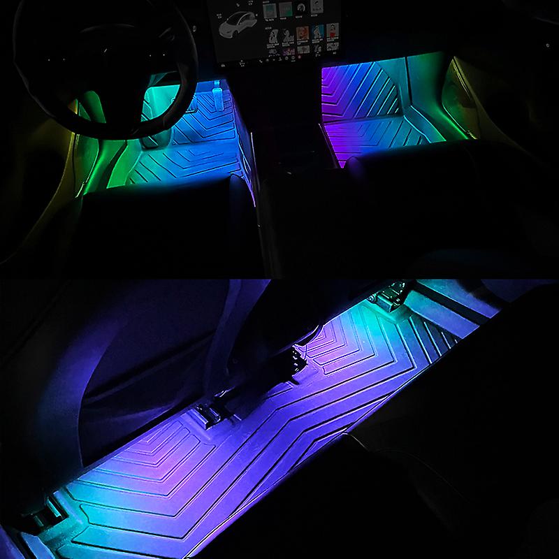 48 Led Car Interior Ambient Foot Light With Usb Wireless Remote Music App Control Auto Rgb Atmosphere Decorative Lamps