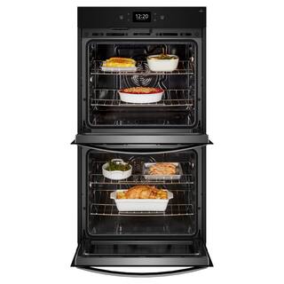 Whirlpool 30 in. Double Electric Wall Oven with True Convection Self-Cleaning in Black Stainless Steel with PrintShield Finish WOED7030PV