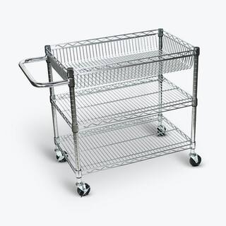 Luxor Large Wire 30 in. W x 18 in. D x 30 in. H Utility Cart Chrome Plated Steel Finish LICWT2918