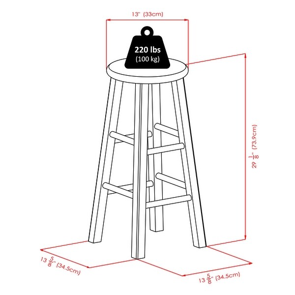 Ivy Bar Stool - 13.6 x 13.6 x 29.1 inches