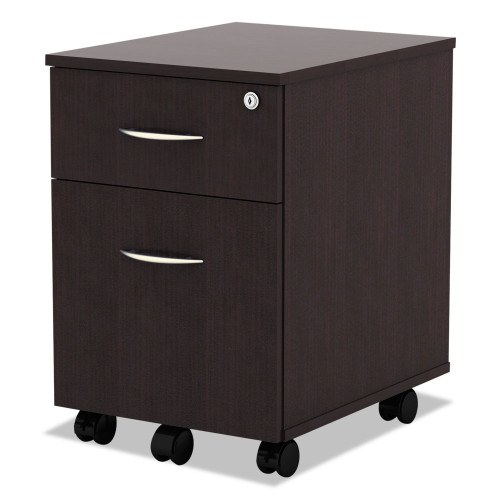 Alera Valencia Series Mobile Pedestal， Left or Right， 2-Drawers: Box/File， Legal/Letter， Espresso， 15.88