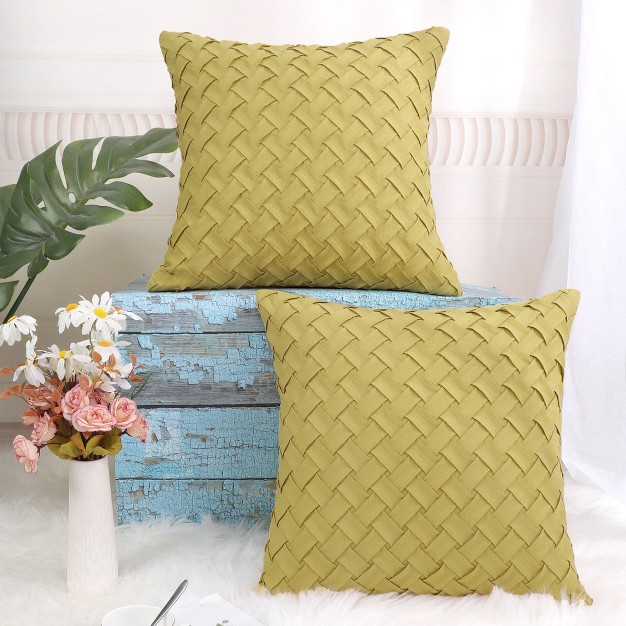 X 18 quot Polyester Stylish Basket Weave Pattern Decorative Pillow Cover Piccocasa