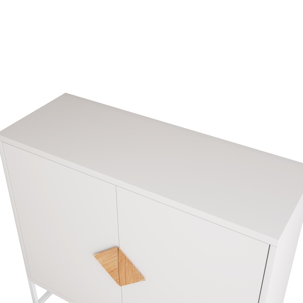 White Modern Sideboard，Kitchen Storage Cabinet with Metal Legs