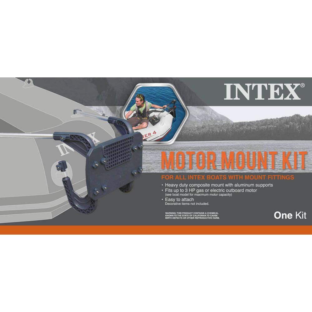 Intex 12 Volt 8 Speed Trolling Motor Mount Kit and 4-Person Boat and Oars Set 68631E + 68624EP + 68376EP