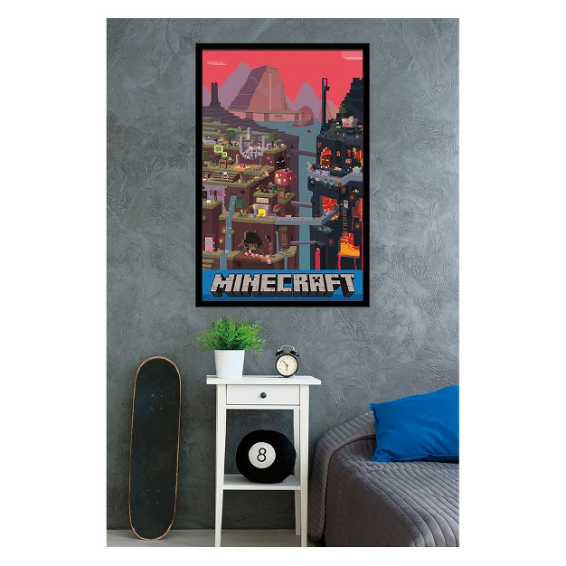 Minecraft Cube Framed Poster Trends International