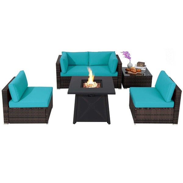 6PCS Patio Conversation Set Sofa Set w/ 30