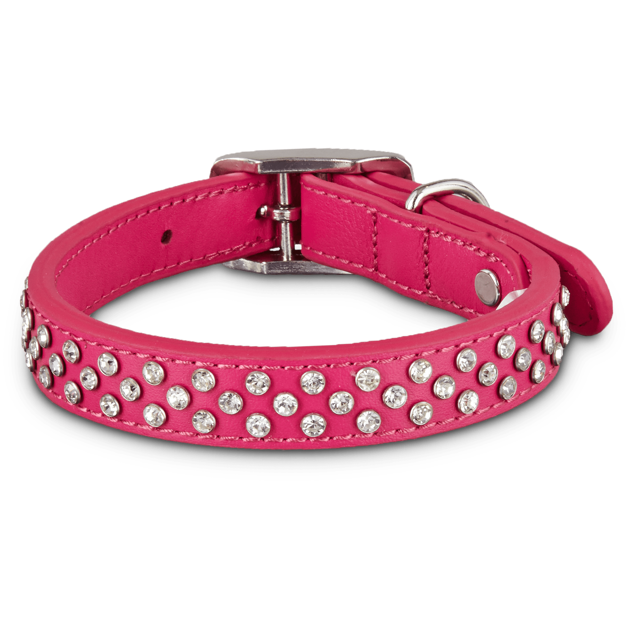 YOULY Leather Bling Pink Dog Collar， Small