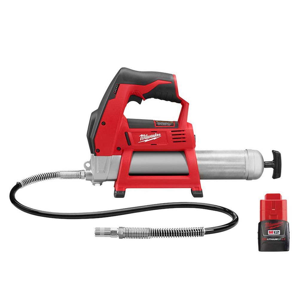 MW M12 12V Lithium-Ion Cordless Grease Gun with 2.0 Ah Compact Battery 2446-20-48-11-2420