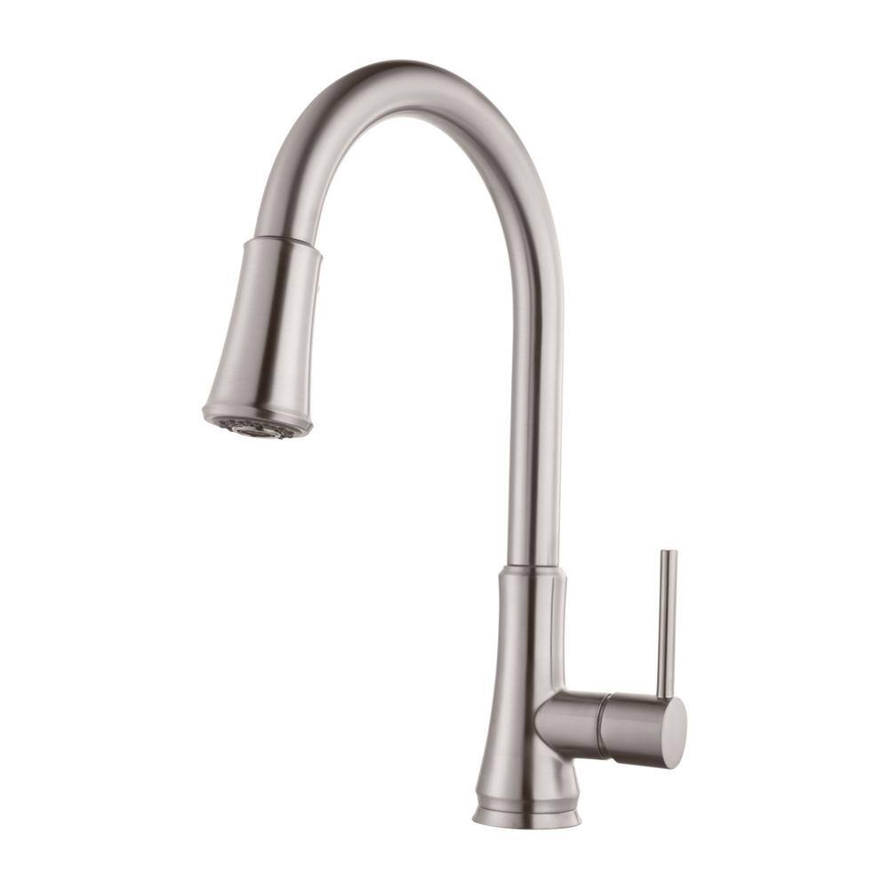 Pfister Transitional Single Handle Pull Down Sprayer Kitchen Faucet in Stainless Steel G529-PF2S