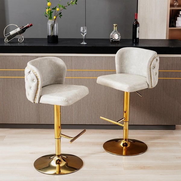 Upholstered Bar Stools with the whole Back Tufted (Set of 2)