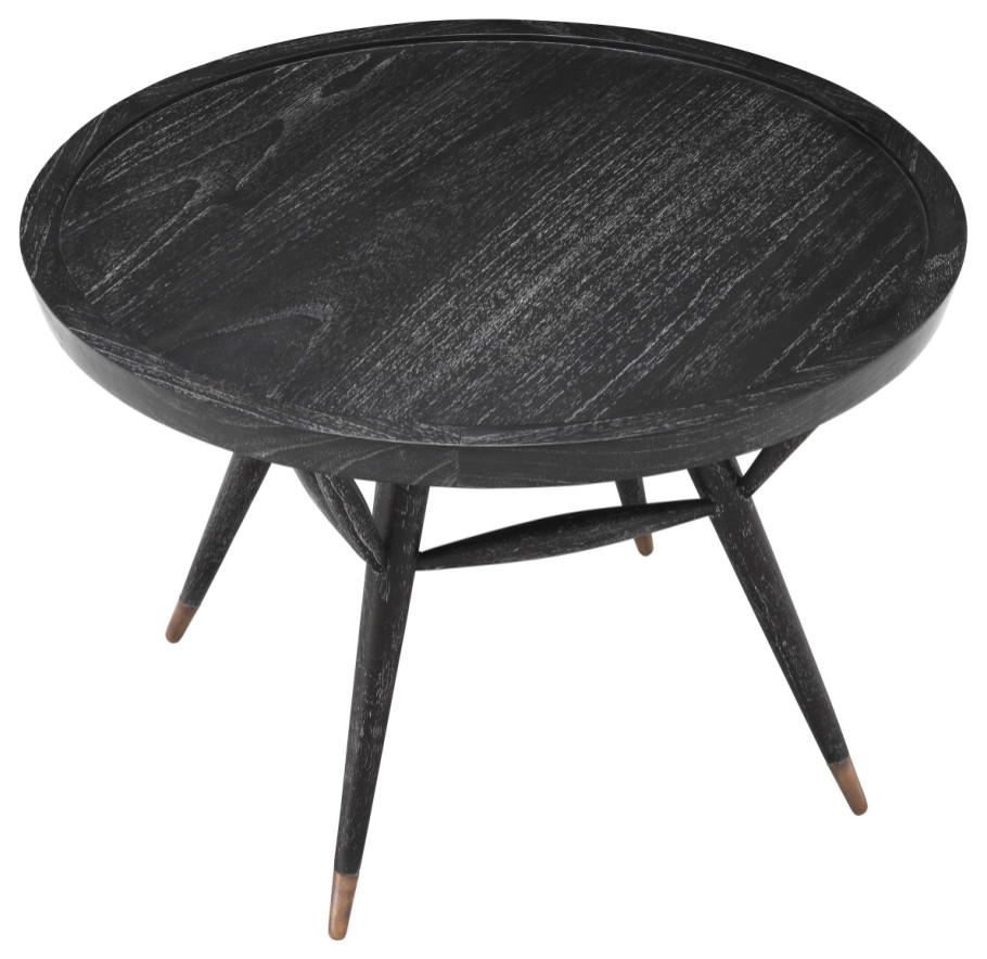 Black Wooden Round Side Table  Eichholtz Phoenix   Midcentury   Side Tables And End Tables   by Oroa   Distinctive Furniture  Houzz