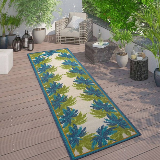 World Rug Gallery Tropical Floral Border Flatweave Indoor outdoor Area Rug