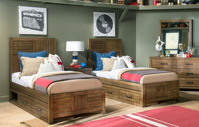 Summer Camp Brown Twin Storage Bed