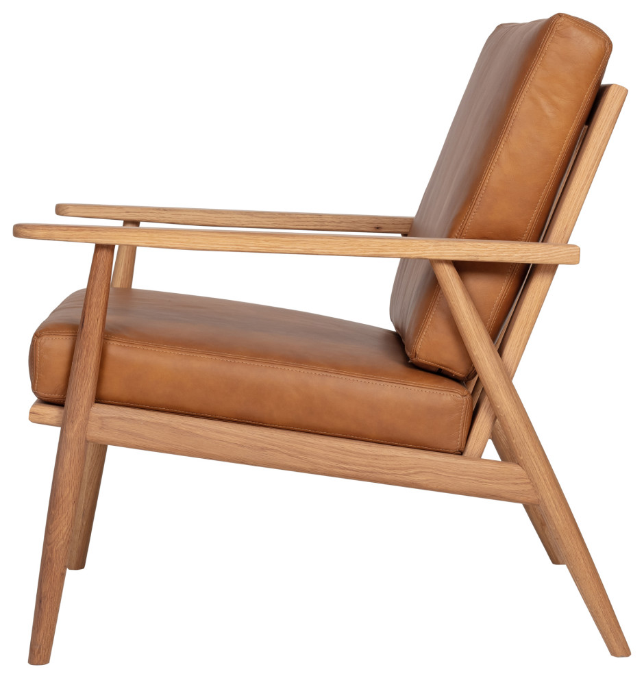 Harper Leather Lounge Chair Tan   Midcentury   Armchairs And Accent Chairs   by HedgeApple  Houzz