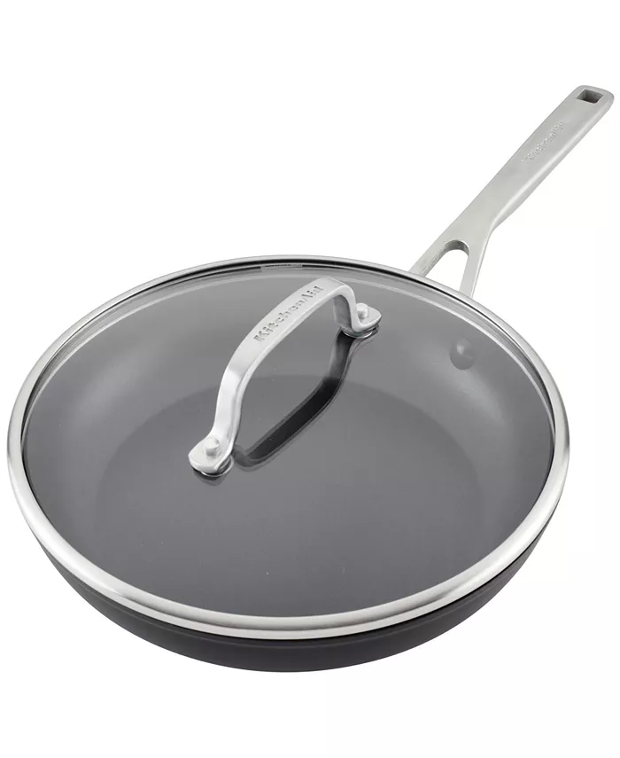 KitchenAid Hard-Anodized Induction Frying Pan with Lid 10 Matte Black