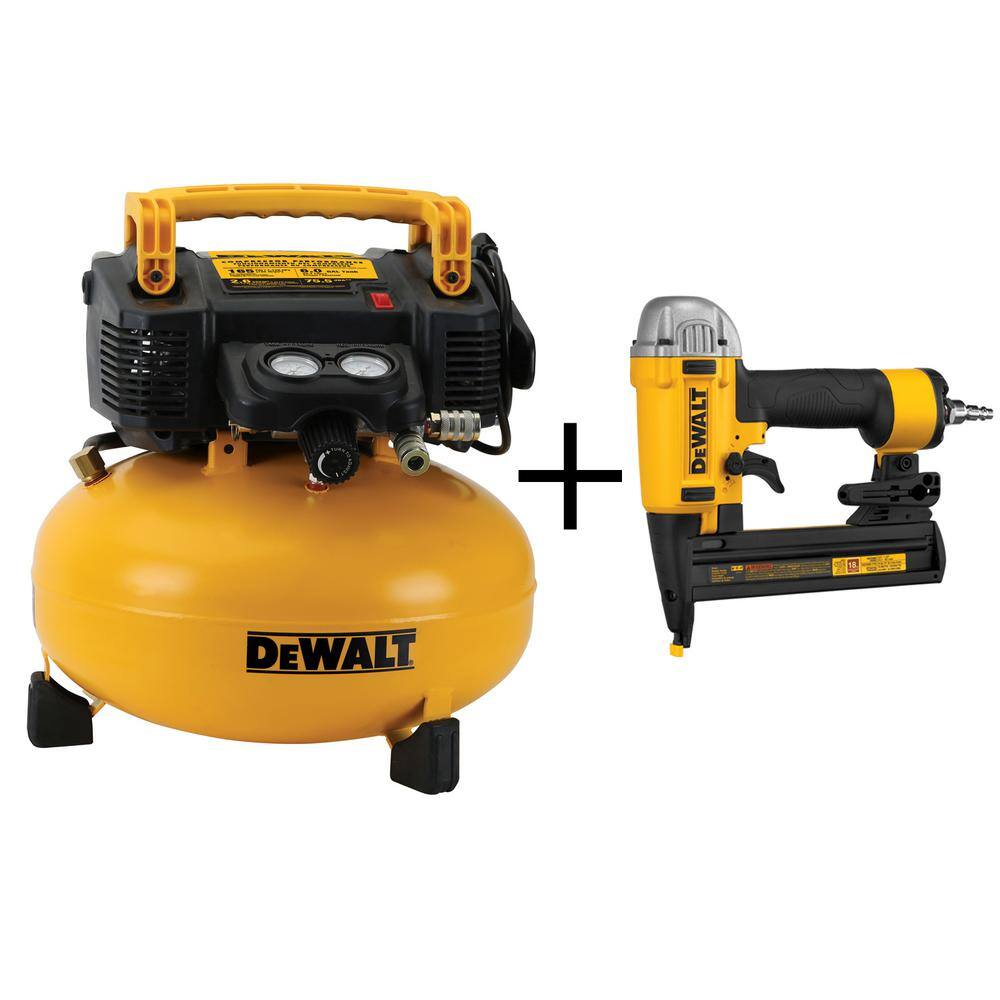 DW 6 Gal. 165 PSI Portable Electric Air Compressor and 18-Gauge Pneumatic 14 in. Crown Stapler DWFP55126wcs