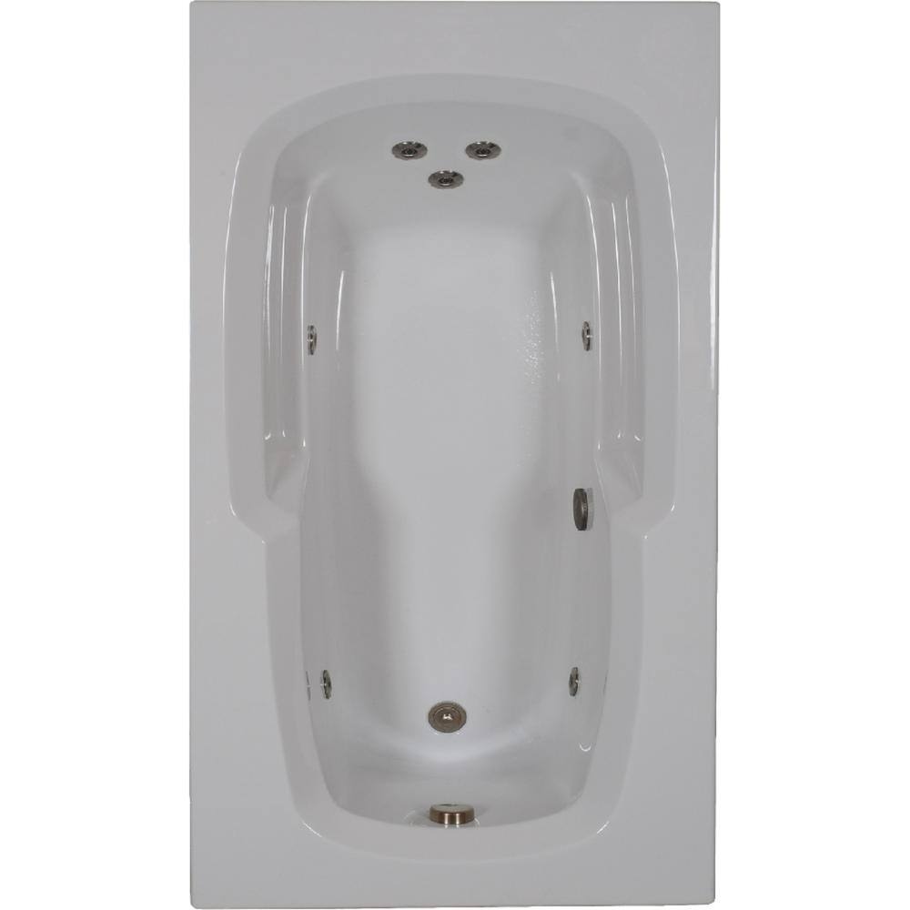 Comfortflo 60 in. Acrylic Reversible Drain Rectangular Alcove Whirlpool Bathtub in Bone W6032-A Bone