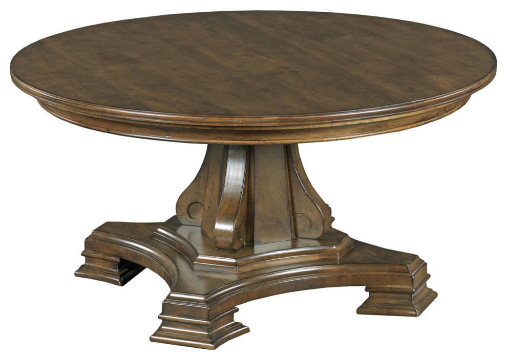 Kincaid Portolone Round Pedestal Cocktail Table  Rich Truffle   Traditional   Coffee Tables   by Emma Mason  Houzz