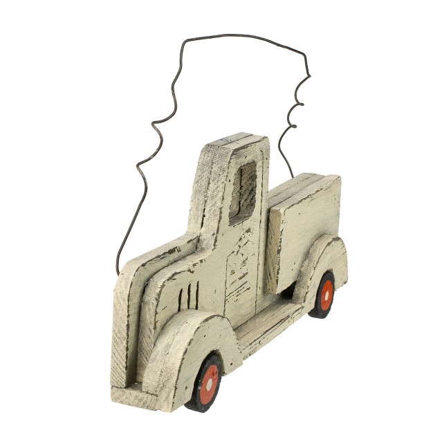 White Wooden Pick Up Truck Fall Harvest Wall Hanging