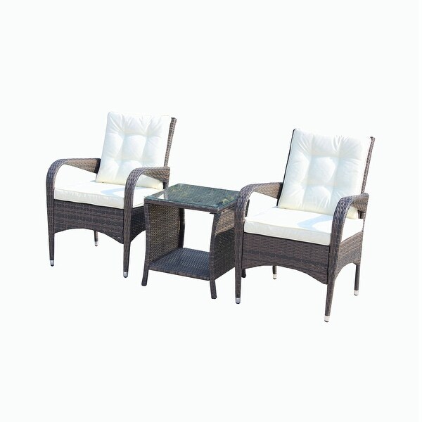 3 piece Conversation set wicker Ratten Sectional Sofa With Seat Cushions - Overstock - 37364335