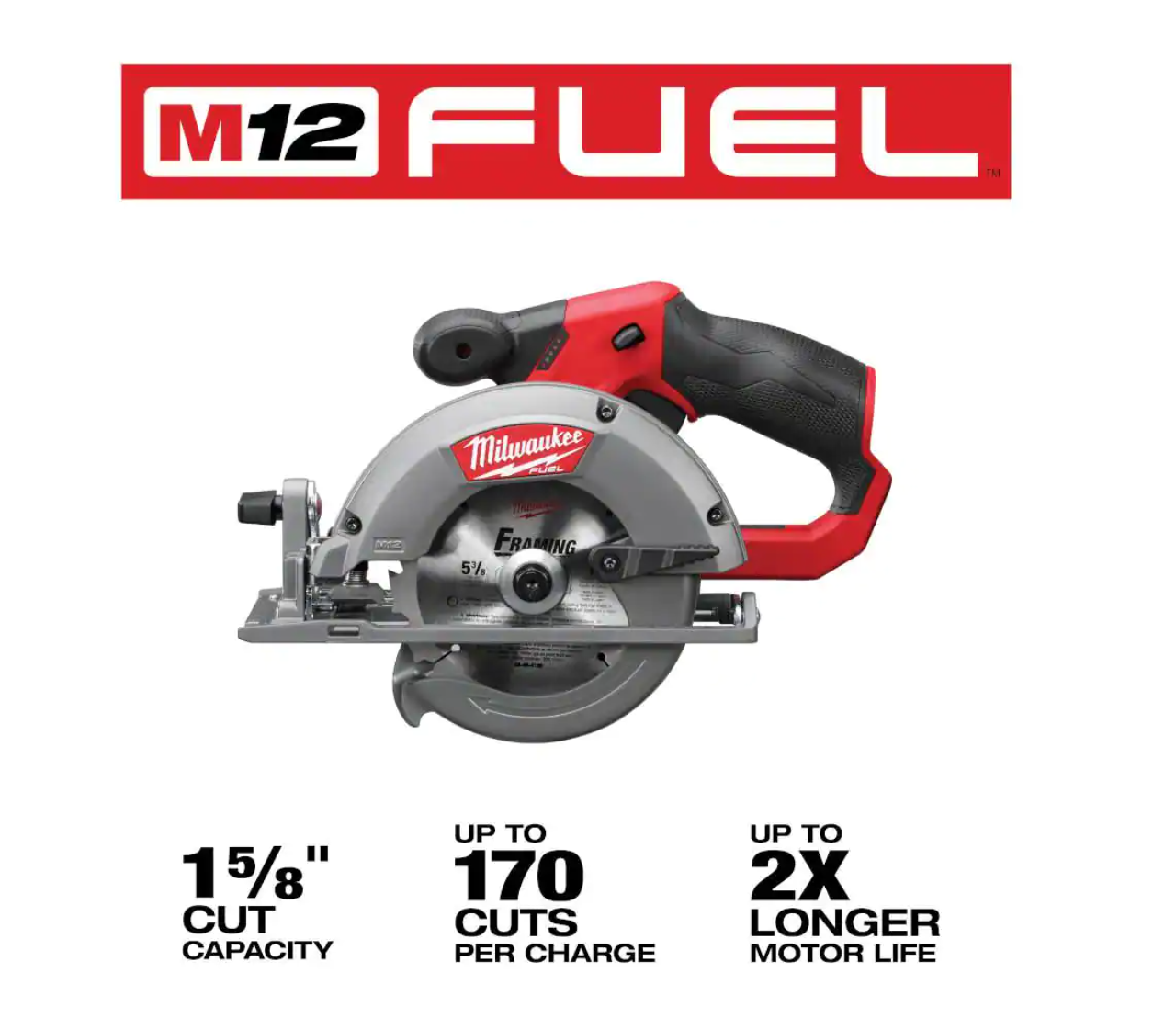 Milwaukee 2530-20 M12 FUEL 12-Volt Lithium-Ion Brushless Cordless 5-3/8 in. Circular Saw (Tool-Only) w/ 16T Carbide-Tipped Metal Saw Blade