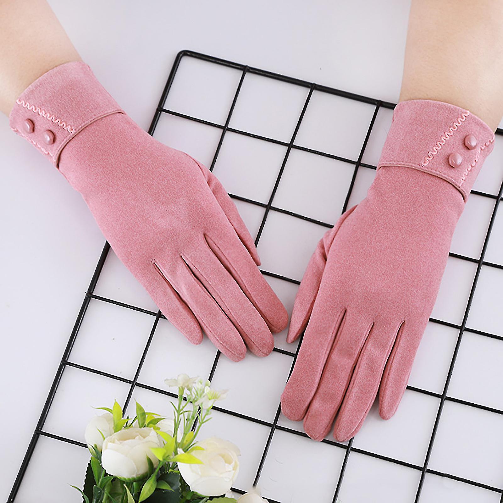 Women's Solid Color German Velvet Gloves With T-ouch Screen For Index Finger