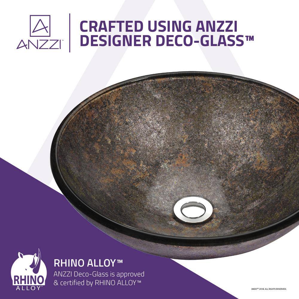 ANZZI Stellar Series Deco-Glass Round Vessel Sink in Stellar Burst LS-AZ173