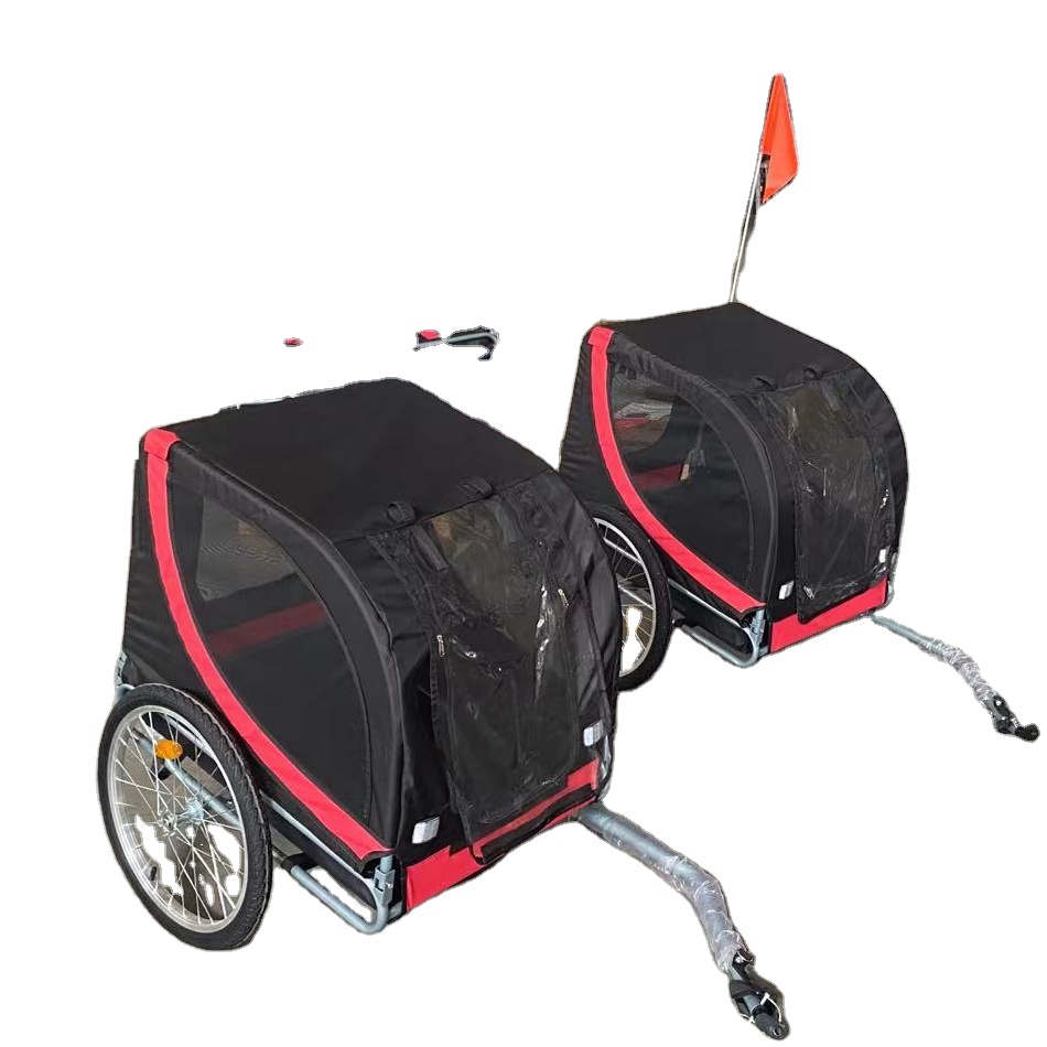 Dog Bike Trailer Foldable Tow Behind Pet Bicycle Trailer Dog Cat Travel Carrier Cycling BT005