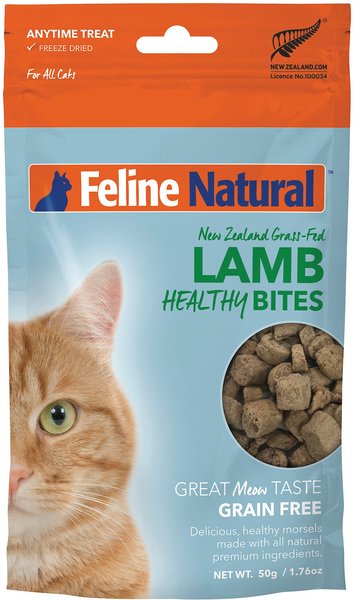 Feline Natural Lamb Healthy Bites Grain-Free Freeze-Dried Cat Treats， 1.76-oz bag