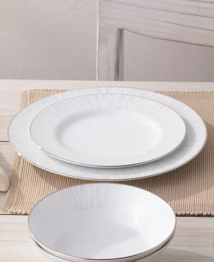 Noritake Glacier Platinum Set of 4 Dinner Plates Service For 4