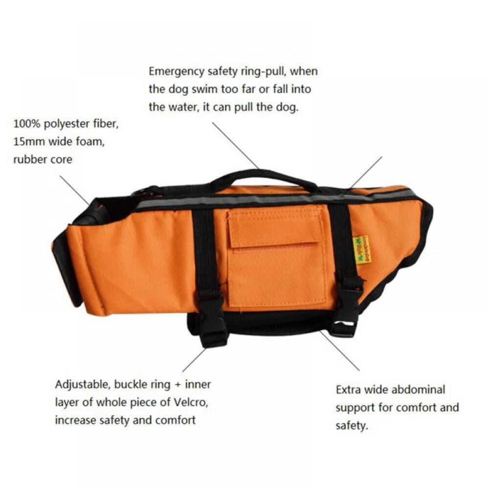 Dog Life Jacket Adjustable Ripstop Dog Life Vests for Water Safety pet Life Vest with Rescue Handle Safety Vest for Swimming Pool Beach Boating M