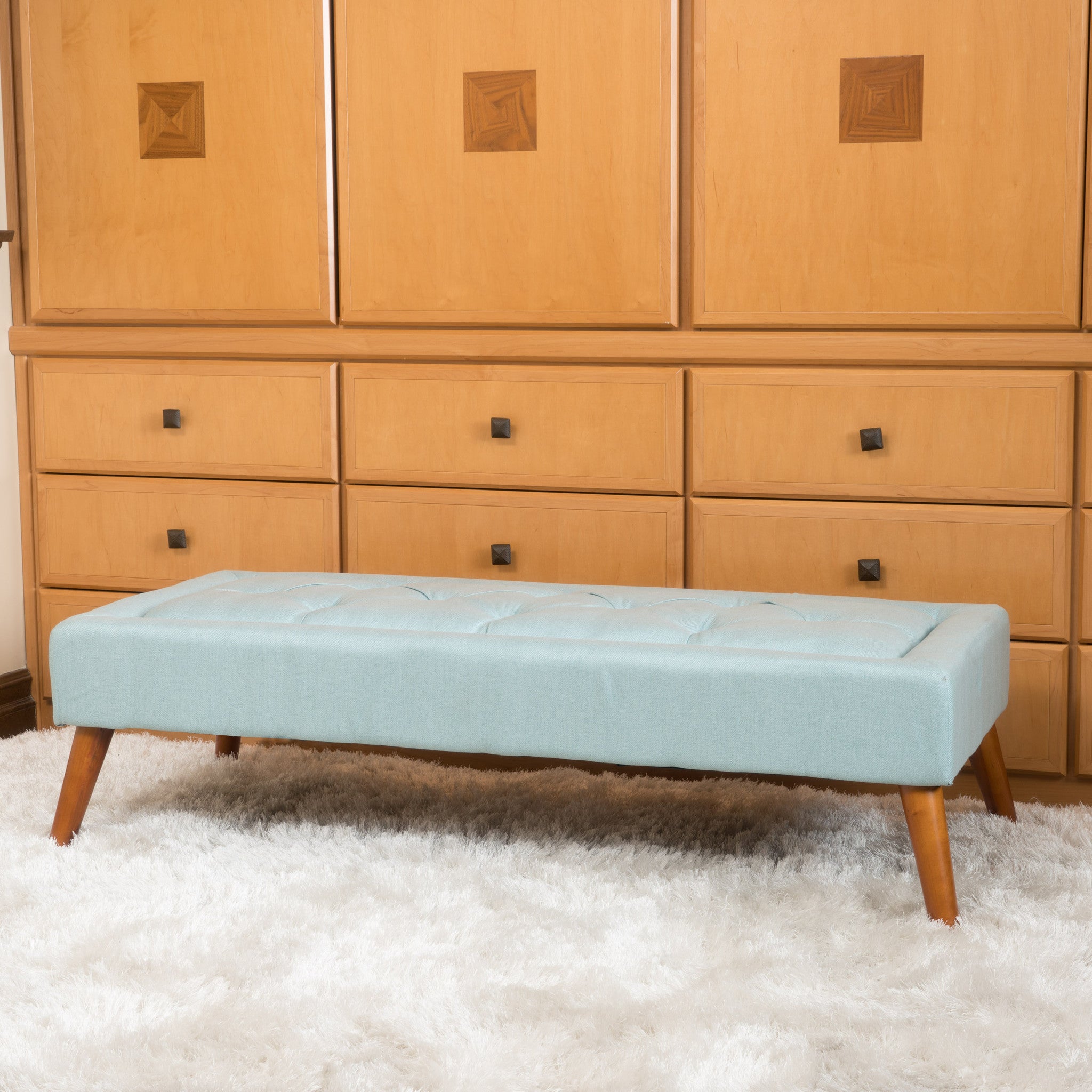 Pyram Mid Century Modern Ottoman Bench