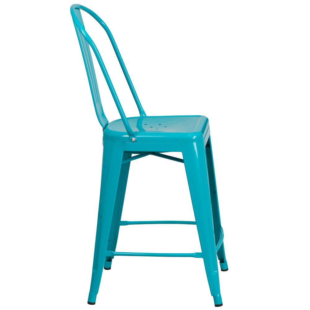 Flash Furniture 24 in. Crystal Blue Metal Bar Stool ET353424CB