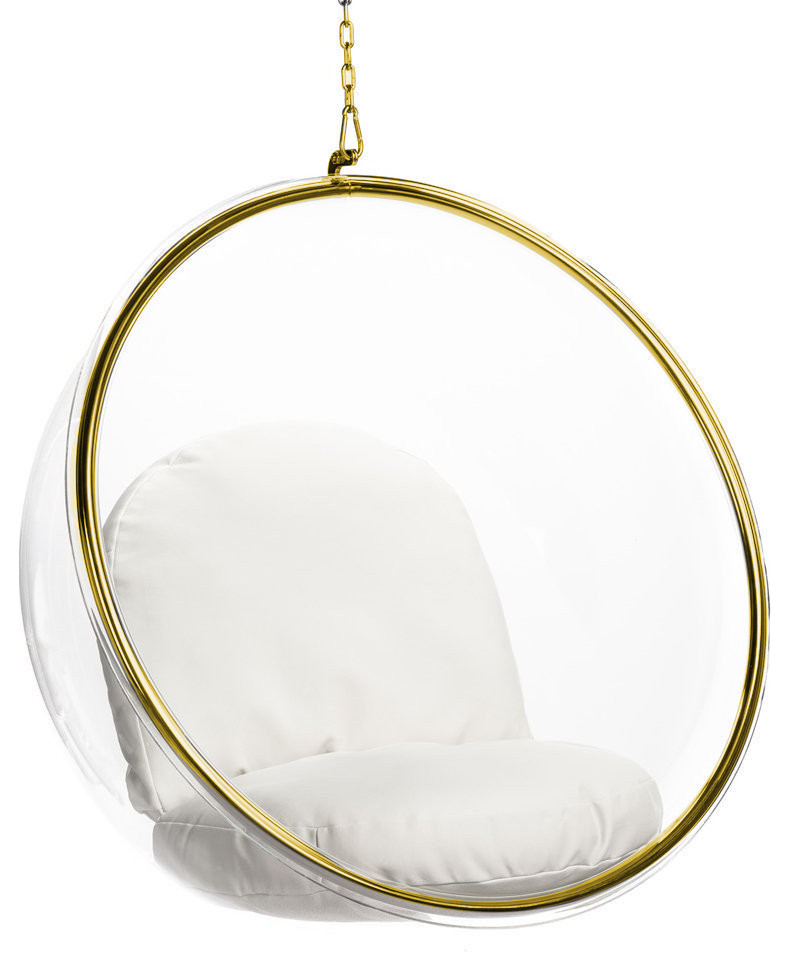 Bubble Clear Hanging Chair  Gold  34x41 quot  Contemporary   Hanging Chairs   by HomeCraftDecor  Houzz