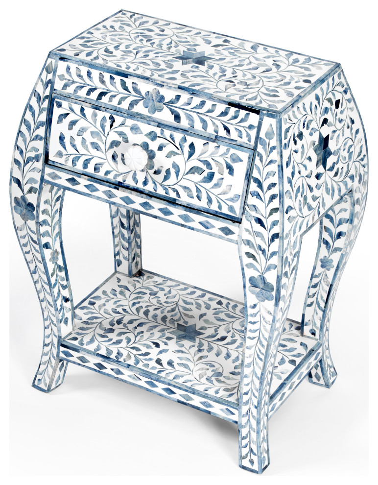 Butler Trubadur Blue and White Bone Inlay Side Table   Mediterranean   Side Tables And End Tables   by Butler Specialty Company  Houzz