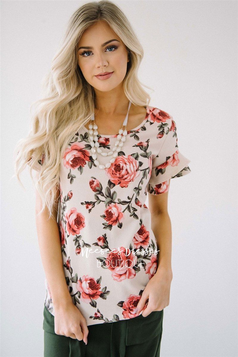 Floral Double Ruffle Sleeve Top