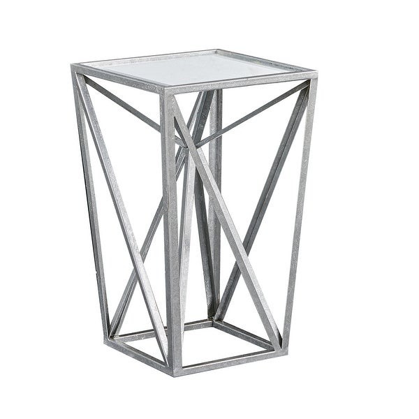 Angular Metal Accent Table with Tempered Glass Top