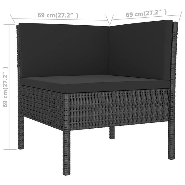 11 Piece Patio Lounge Set with Cushions Poly Rattan Black