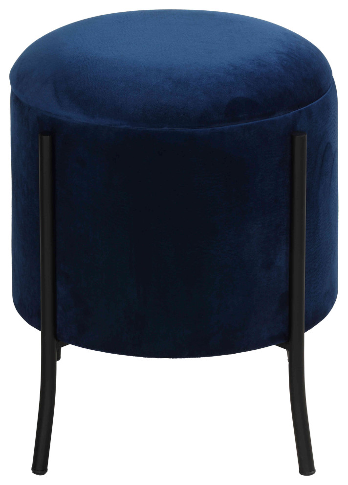 Cortesi Home Seattle Round Storage Ottoman With Metal Legs  Navy Blue Velvet   Contemporary   Footstools And Ottomans   by CozyStreet  Houzz