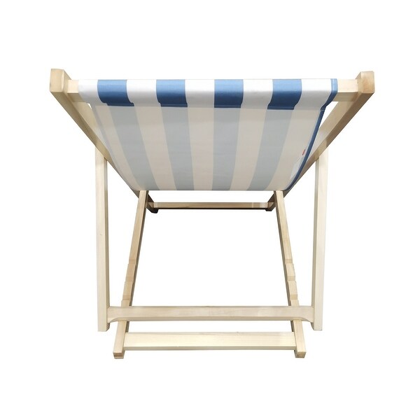 Wood Sling Chair Blue Stripe Broad Dark Blue Stripe