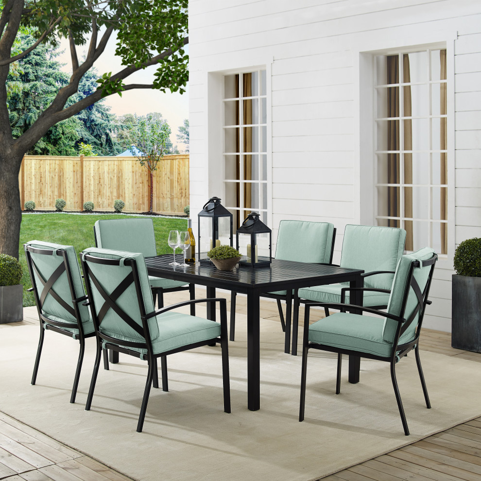 Kaplan 7 Piece Outdoor Dining Set   Contemporary   Outdoor Dining Sets   by Crosley  Houzz