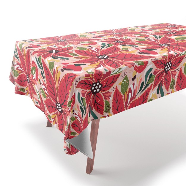 Avenie Abstract Floral Poinsettia Red Tablecloth deny Designs