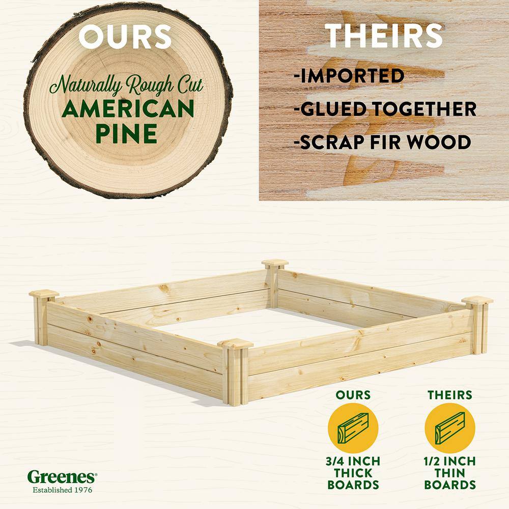 Greenes Fence 4 ft. x 4 ft. x 7 in. Original Pine Raised Garden Bed RCP4C4