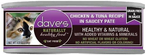 Dave Naturally Health Chicken and Tuna Pate Recipe Grain Free Wet Cat