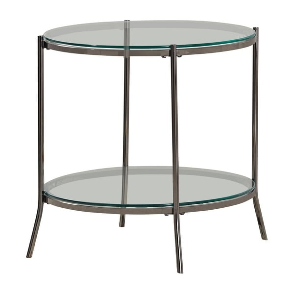 Coaster Furniture Laurie Black Nickel and Clear Round Glass Top End Table