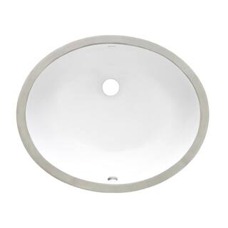 Ruvati 16 in. x 13 in. Oval Undermount Vanity Bathroom Porcelain Ceramic with Overflow in White RVB0618