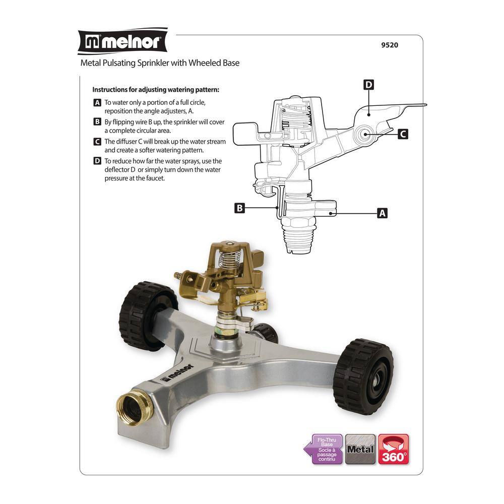 Melnor Pulsator Sprinkler On Wheeled Base 9520