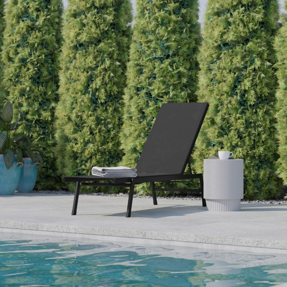 Weather Textilene Adjustable Chaise Lounge Chair with Arms