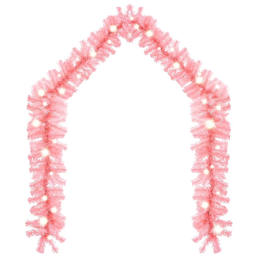 Vidaxl Christmas Garland With Led Lights 33 Ft Pink