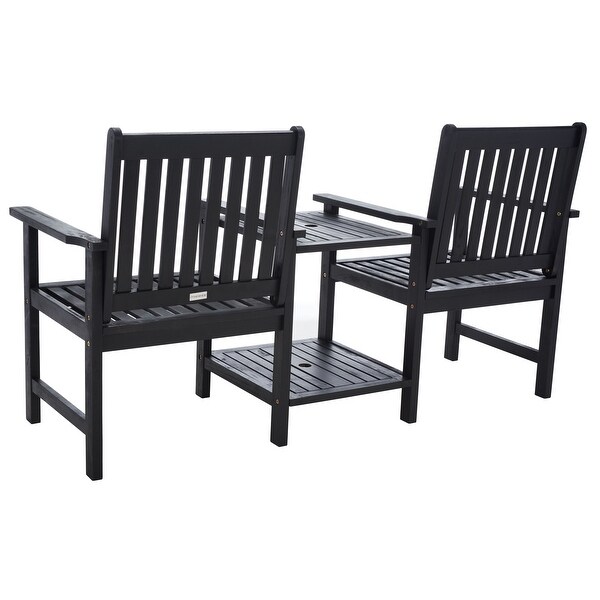 SAFAVIEH Brea Outdoor Solid Wood Twin Seat Bench